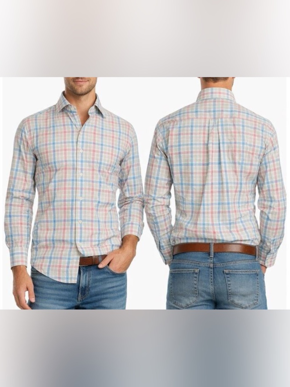 Peter Millar Button Down Shirt Men’s Size S Small Long Sleeve Plaid 100% Cotton
